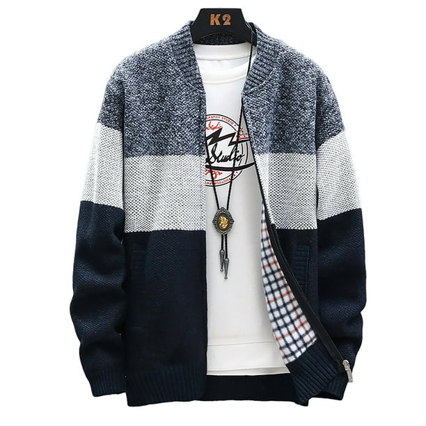Generic Mens Casual Slim Fit Full Zip Thick Knitted Cardigan Sweater with Pockets Generic Mens Casual Slim Fit Full Zip Thick Knitted Cardigan Sweater with Pockets
